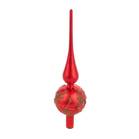 Puntale albero Bianchi Dino in vetro rosso e oro 31 cm