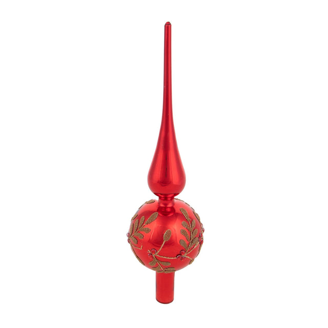 Puntale albero Bianchi Dino in vetro rosso e oro 31 cm