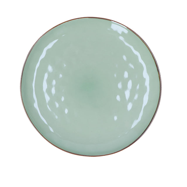 Vassoio Concerto Rose & Tulipani in stoneware verde diametro 32 cm