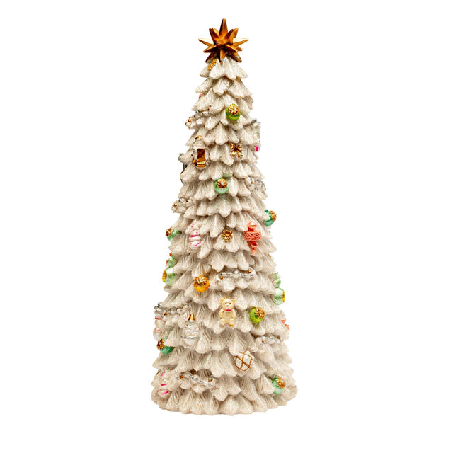 Albero di Natale carillon Noel in resina con stella dorata 30 cm