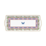 Vassoio rettangolare Easy Life in porcellana decoro fiori e uccellini 35x15 cm