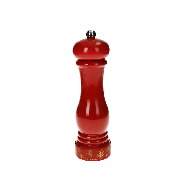 Macinapepe natalizio Brandani in legno rosso con decori dorati 21 cm
