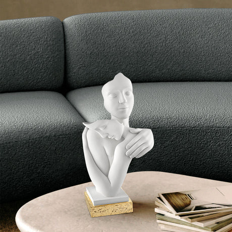 Scultura Abbraccio Bongelli Preziosi in marmorino con base nocciola 29 cm