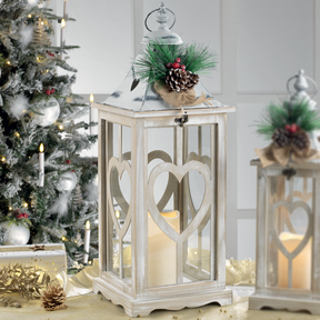 Lanterna di Natale Mascagni Casa in legno e metallo anticato 58 cm