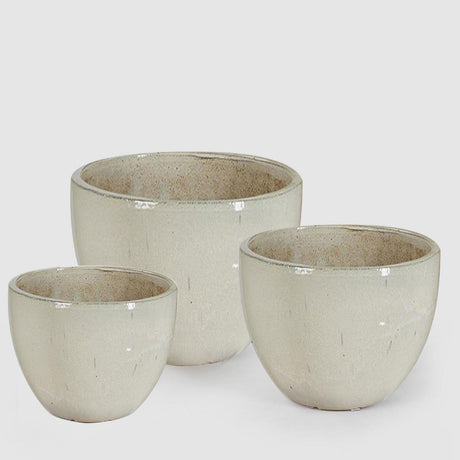Vaso porta piante EDG in ceramica color avorio 28x37 cm