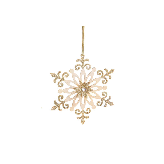 Pendaglio fiocco di neve Bianchi Dino in metallo decorato 14 cm