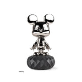 Scultura Topolino Lladrò in porcellana platino con fiore nero 31x17 cm