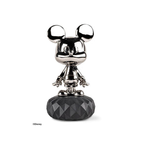Scultura Topolino Lladrò in porcellana platino con fiore nero 31x17 cm
