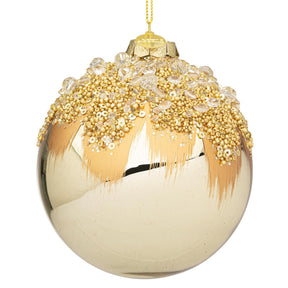 Pallina di Natale Gleeful Bizzotto in vetro color champagne 10 cm