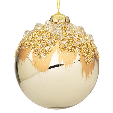 Pallina di Natale Gleeful Bizzotto in vetro color champagne 10 cm