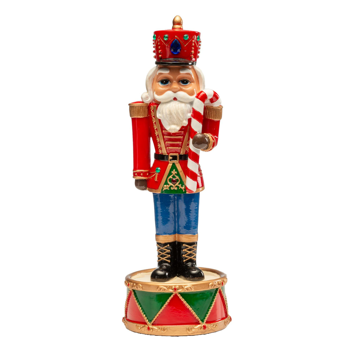 Schiaccianoci carillon Noel in resina rossa con dettagli dorati 30 cm