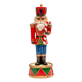 Schiaccianoci carillon Noel in resina rossa con dettagli dorati 30 cm