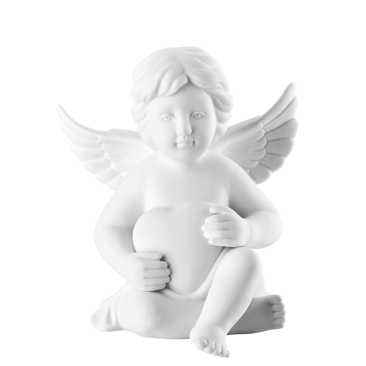 Statuina Angelo con Cuore Rosenthal in porcellana bianca opaca 14,5 cm