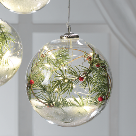 Sfera natalizia LED Mascagni Casa in vetro diametro 15 cm