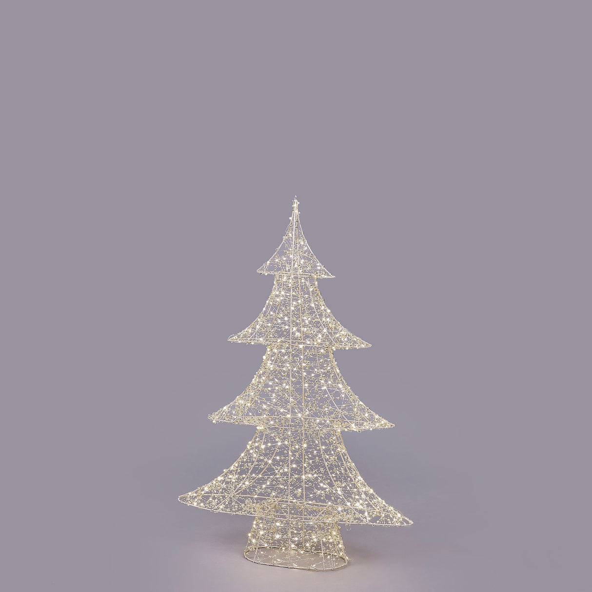 Albero LED Pearls EDG in metallo oro chiaro 100x66 cm con 600 microled