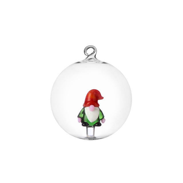 Pallina di Natale Gnomo Ichendorf in vetro borosilicato 8 cm
