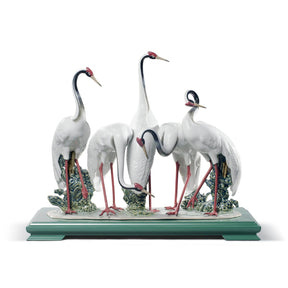 Scultura Gru di Gru Lladrò in porcellana bianca 45x22 cm
