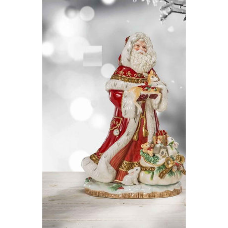 Statuina Babbo Natale Fitz and Floyd in porcellana dipinta a mano 49 cm