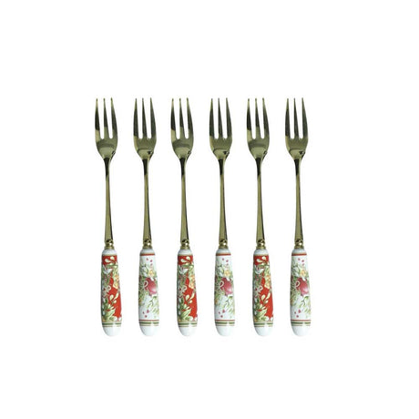 Set 6 forchettine dolce Brandani in acciaio inox e manici in ceramica