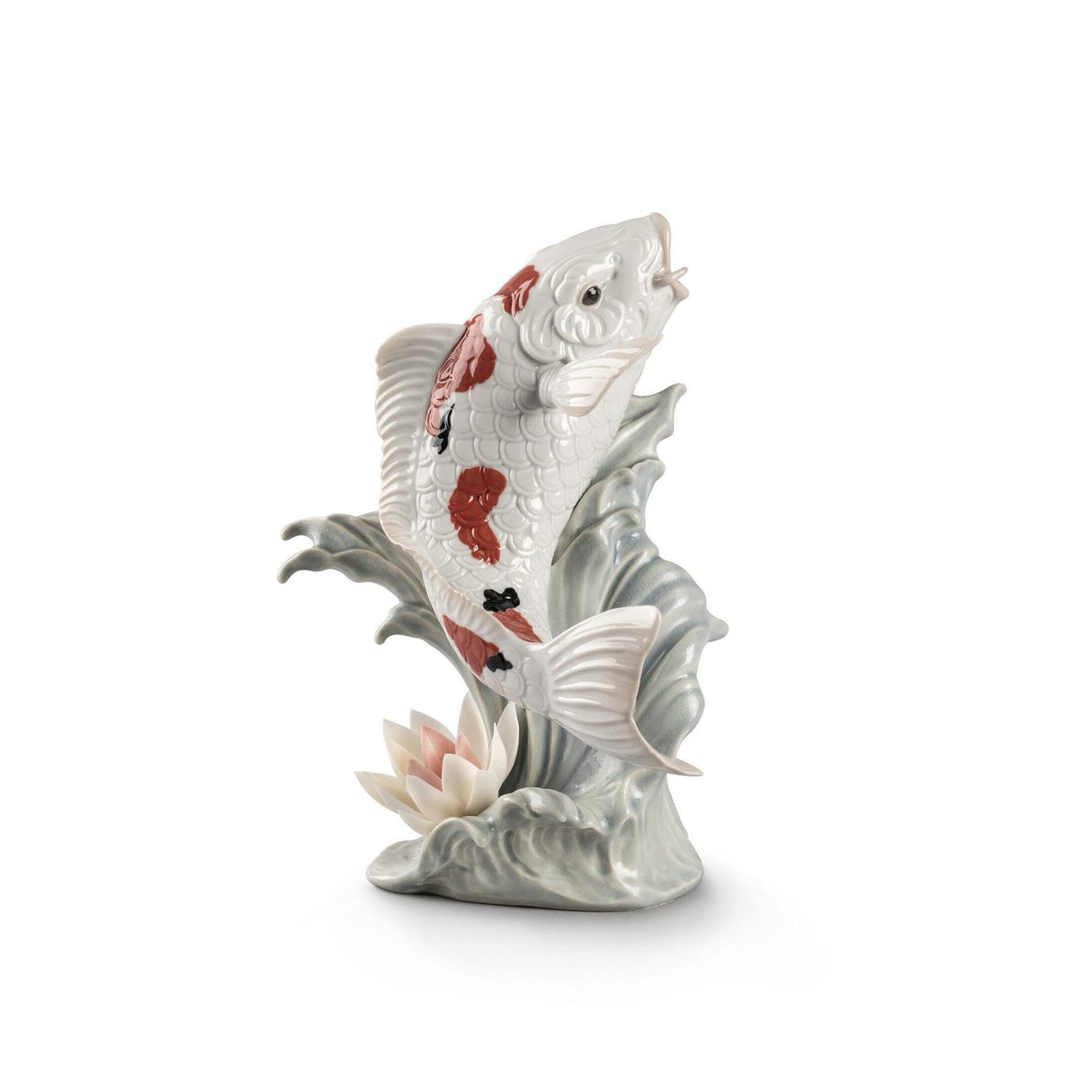 Scultura Carpa Koi Sanke Lladrò in porcellana decorata 31x21 cm