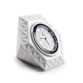 Orologio esagonale Frame Lladrò in porcellana lucida decoro asanoha 7x9 cm