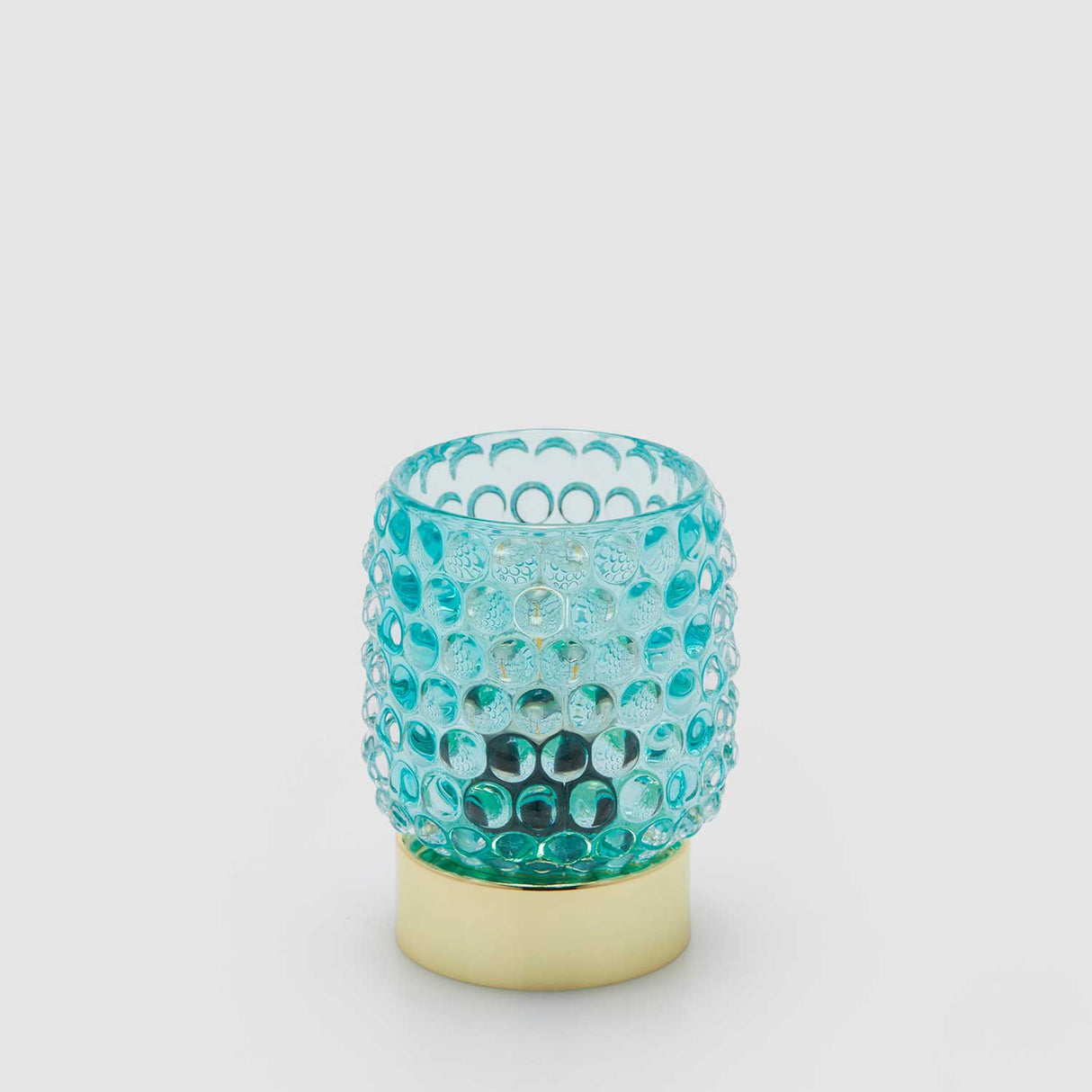 Lampada da tavolo Bubbles EDG in vetro blu con base dorata 11x8,5 cm