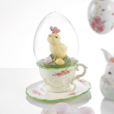 Cloche con pulcino Mascagni Casa in resina decorativa 15 cm