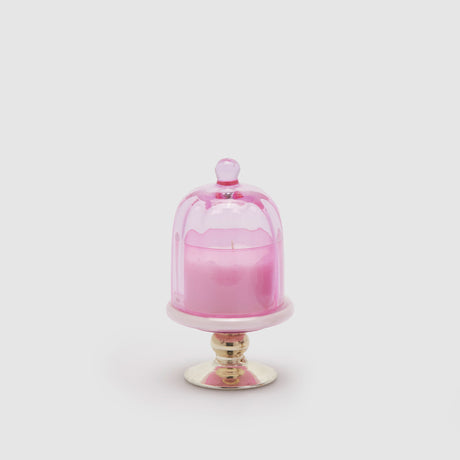 Candela profumata EDG a forma di alzata in vetro rosa 16x9 cm