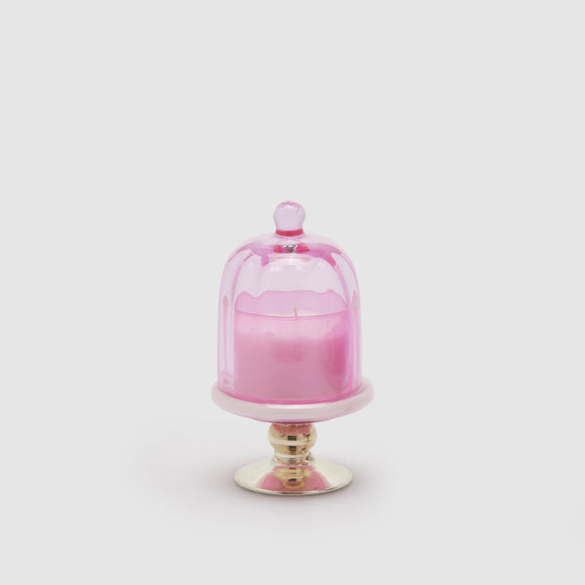 Candela profumata EDG a forma di alzata in vetro rosa 16x9 cm