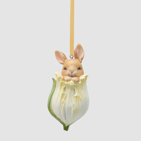 Coniglietto in fiore EDG in poliresina decorazione pasquale 11 cm