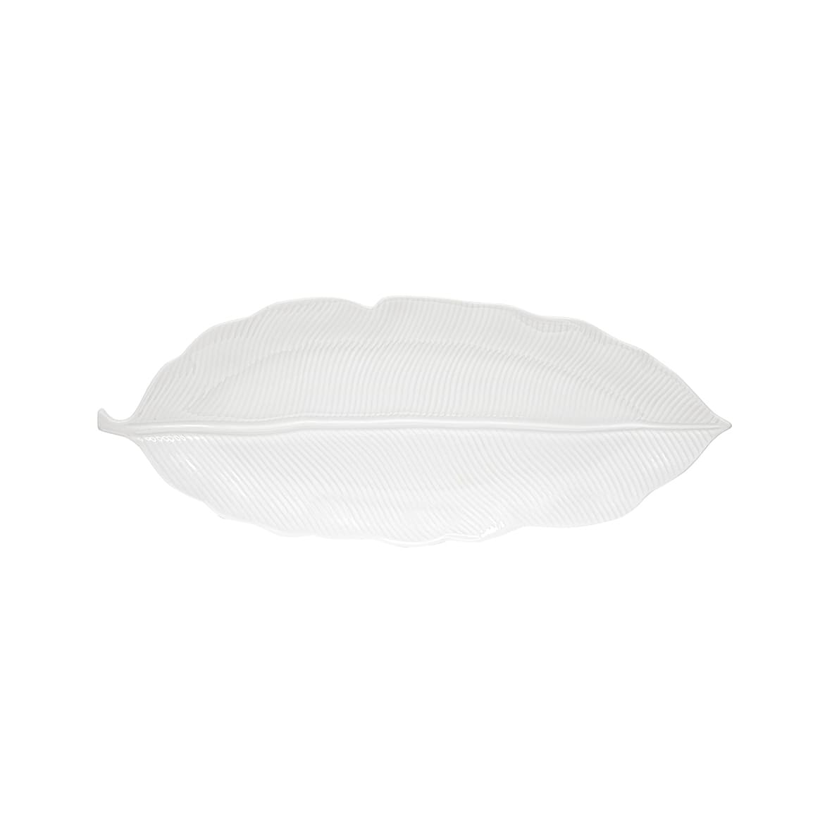 Insalatiera Leaves Easy Life in porcellana bianca a forma di foglia 39x16 cm
