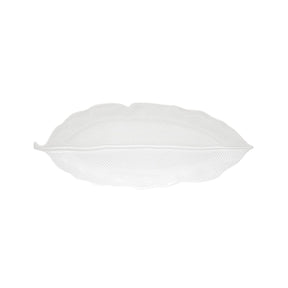 Insalatiera Leaves Easy Life in porcellana bianca a forma di foglia 39x16 cm