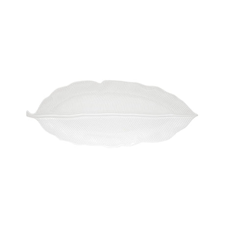 Insalatiera Leaves Easy Life in porcellana bianca a forma di foglia 39x16 cm