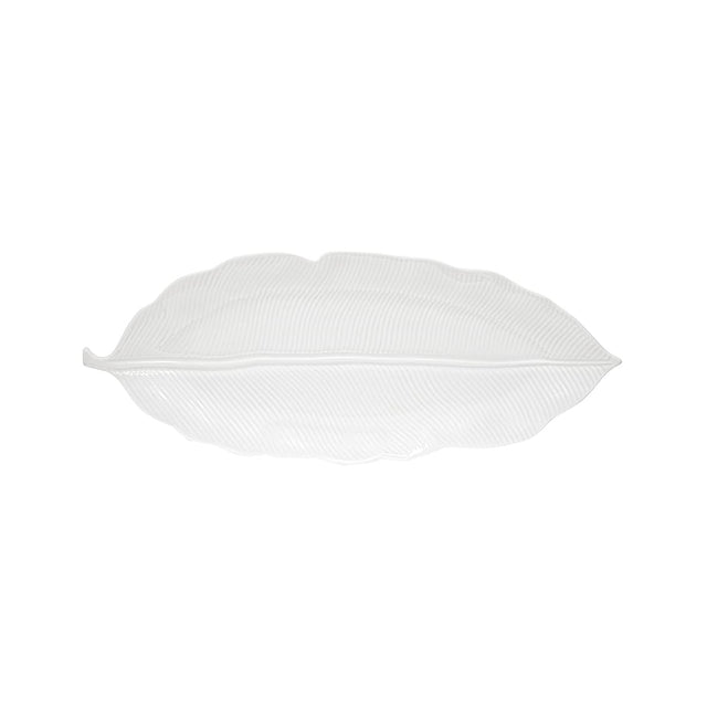 Insalatiera Leaves Easy Life in porcellana bianca a forma di foglia 39x16 cm