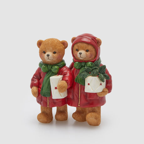 Decorazione Orsetti di Natale EDG in poliresina 14x13 cm