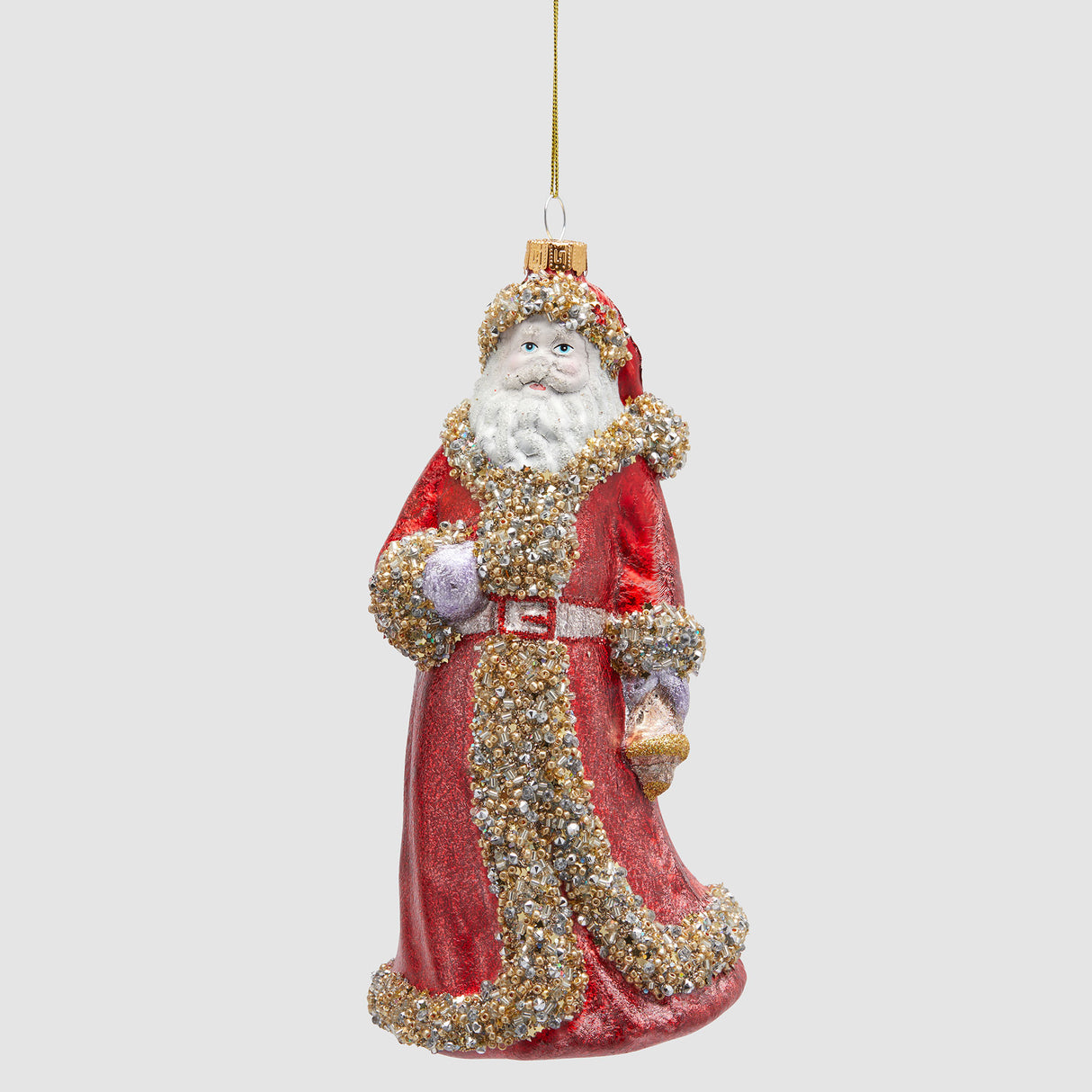 Addobbo Babbo Natale EDG in vetro dipinto a mano 19 cm
