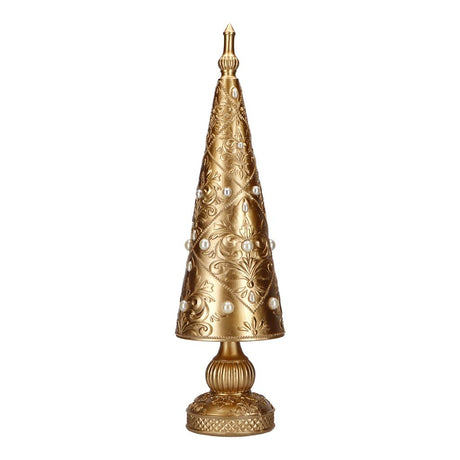 Albero di Natale cono Timstor in resina oro 41 cm con perline