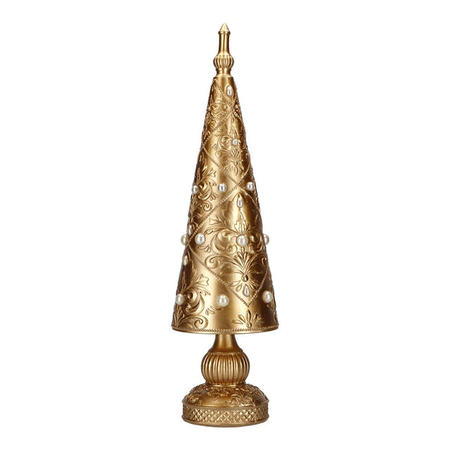 Albero di Natale cono Timstor in resina oro 41 cm con perline