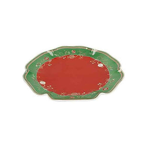 Piatto torta Brandani in porcellana con decori natalizi 31 cm