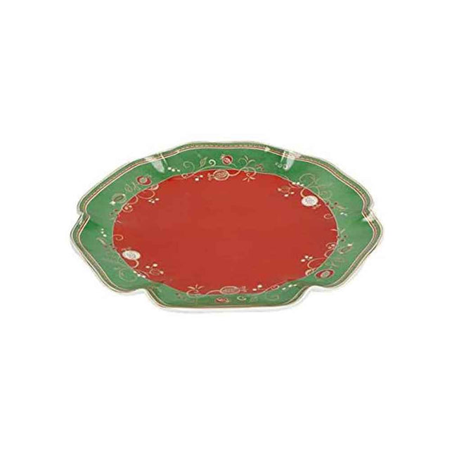 Piatto torta Brandani in porcellana con decori natalizi 31 cm