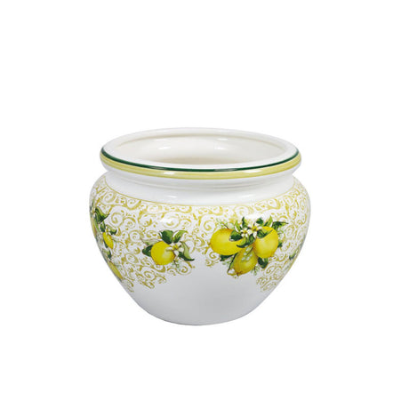 Vaso portapiante Brandani in ceramica decoro Limoni 29x39 cm