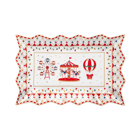 Piatto da portata Easy Life in porcellana con decoro natalizio 35x23 cm