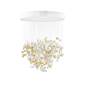 Lampadario Niagara 2 Lladrò in porcellana con dettagli oro 285x200 cm