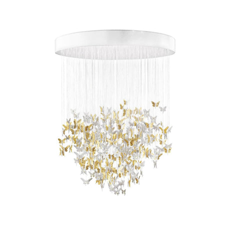 Lampadario Niagara 2 Lladrò in porcellana con dettagli oro 285x200 cm