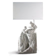 Lampada da tavolo Famiglia Lladrò in porcellana decorata 63x35 cm