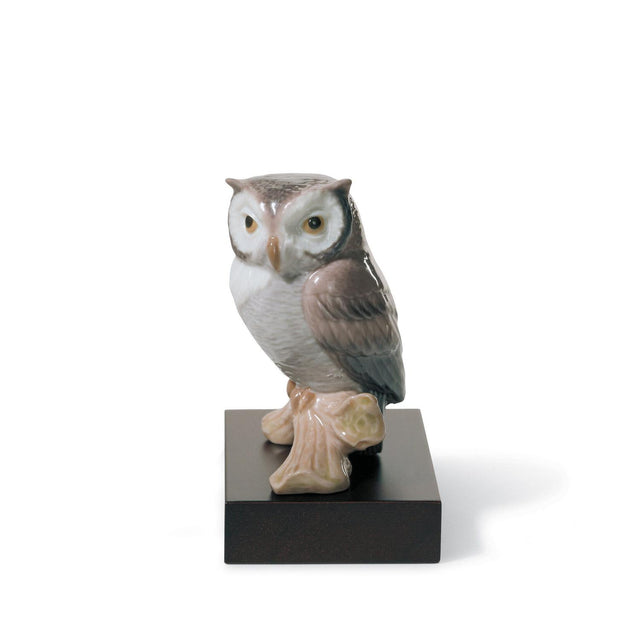 Statuina Gufo Portafortuna Lladrò in porcellana decorata 10x8 cm