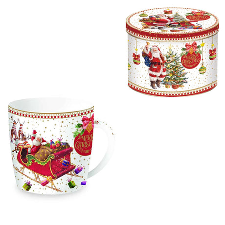 Tazza mug Christmas Memories Easy Life in porcellana con decoro natalizio