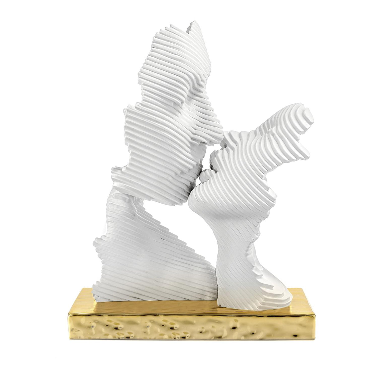Scultura Bacio stilizzata Bongelli Preziosi finitura oro 16x29 cm