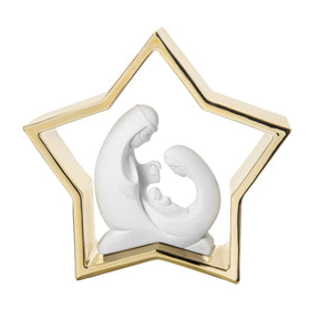 Natività Bongelli Preziosi in marmorino bianco con decorazioni oro 15 cm