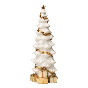 Albero di Natale Noel in poliresina bianco e oro 39 cm